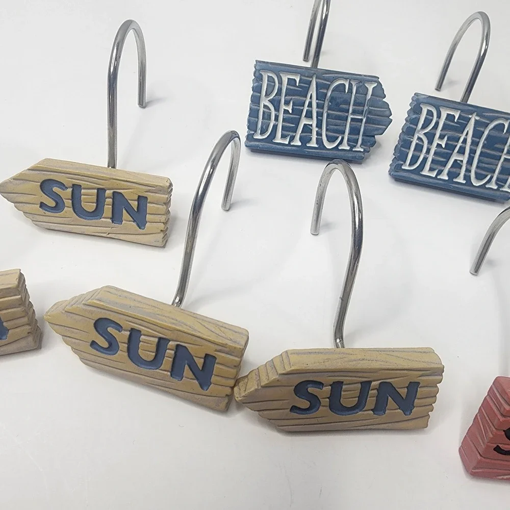 Kathy Middlebrook Beach Sun Surf Seaside Shower Curtain Hooks Set Of 10 (2 Miss)